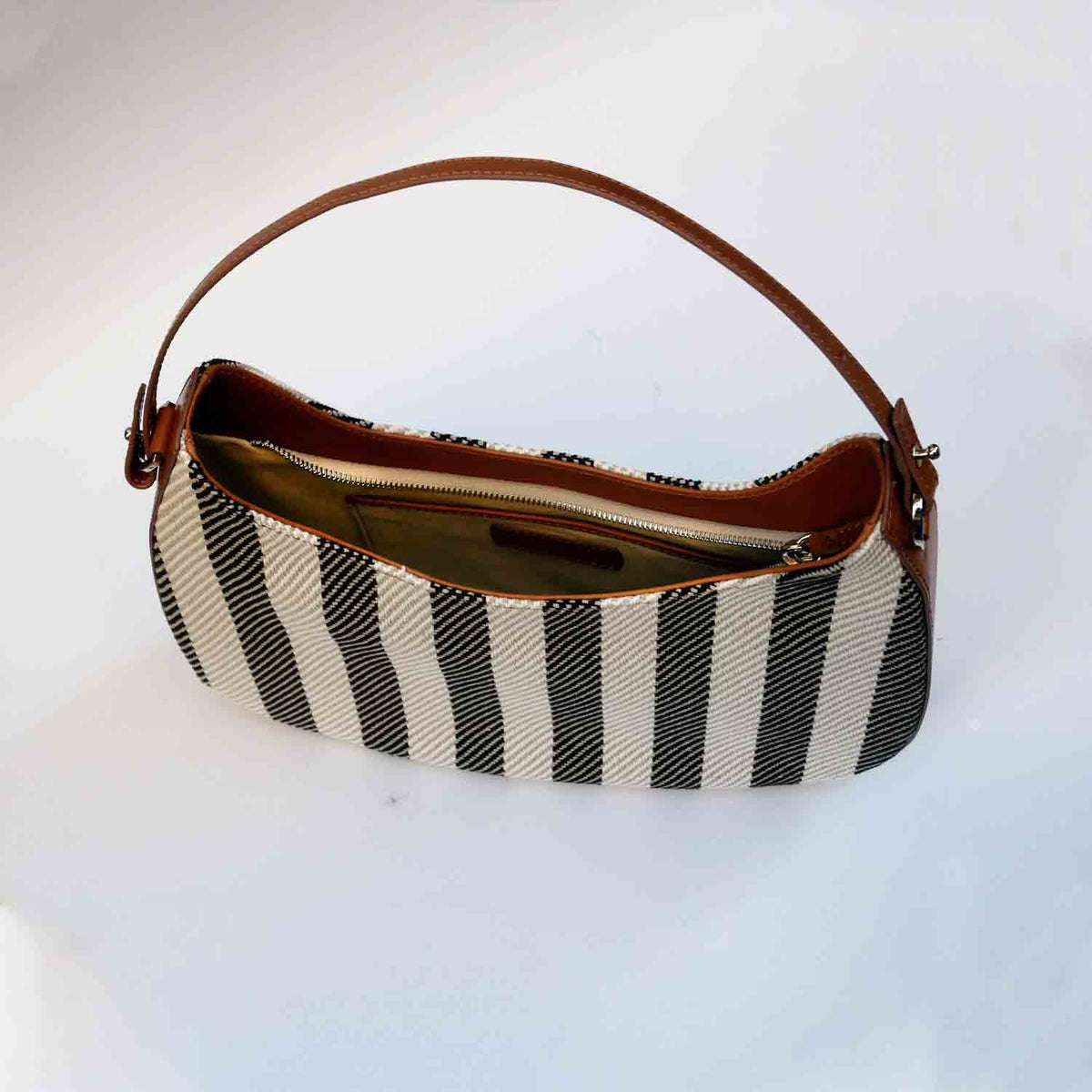 Olmo Hobo Stripe Twill and Leather