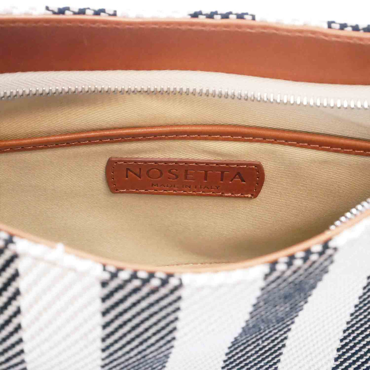 Olmo Hobo Stripe Twill and Leather