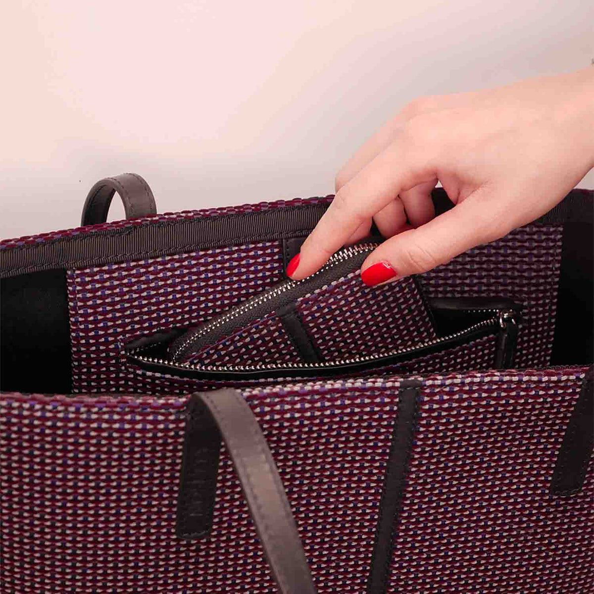 Melzia Zip Around Wallet Velvet Tweed and Leather