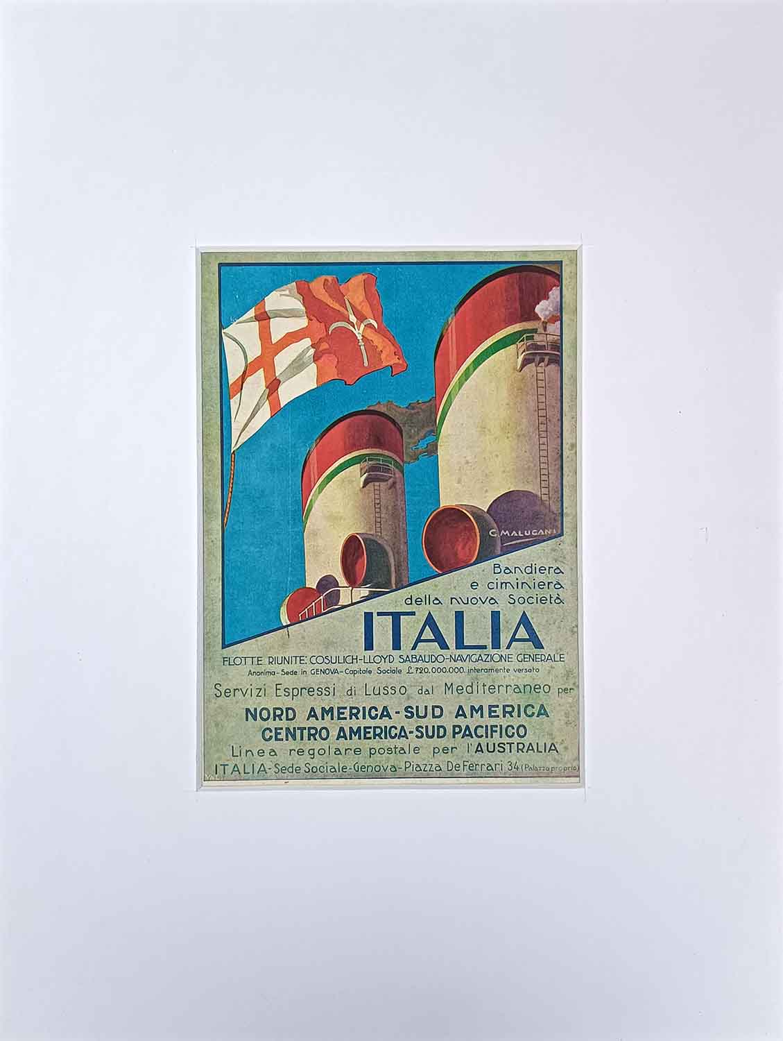 ITALIA FLOTTE RIUNITE COSULICH LLOYD VINTAGE POSTER