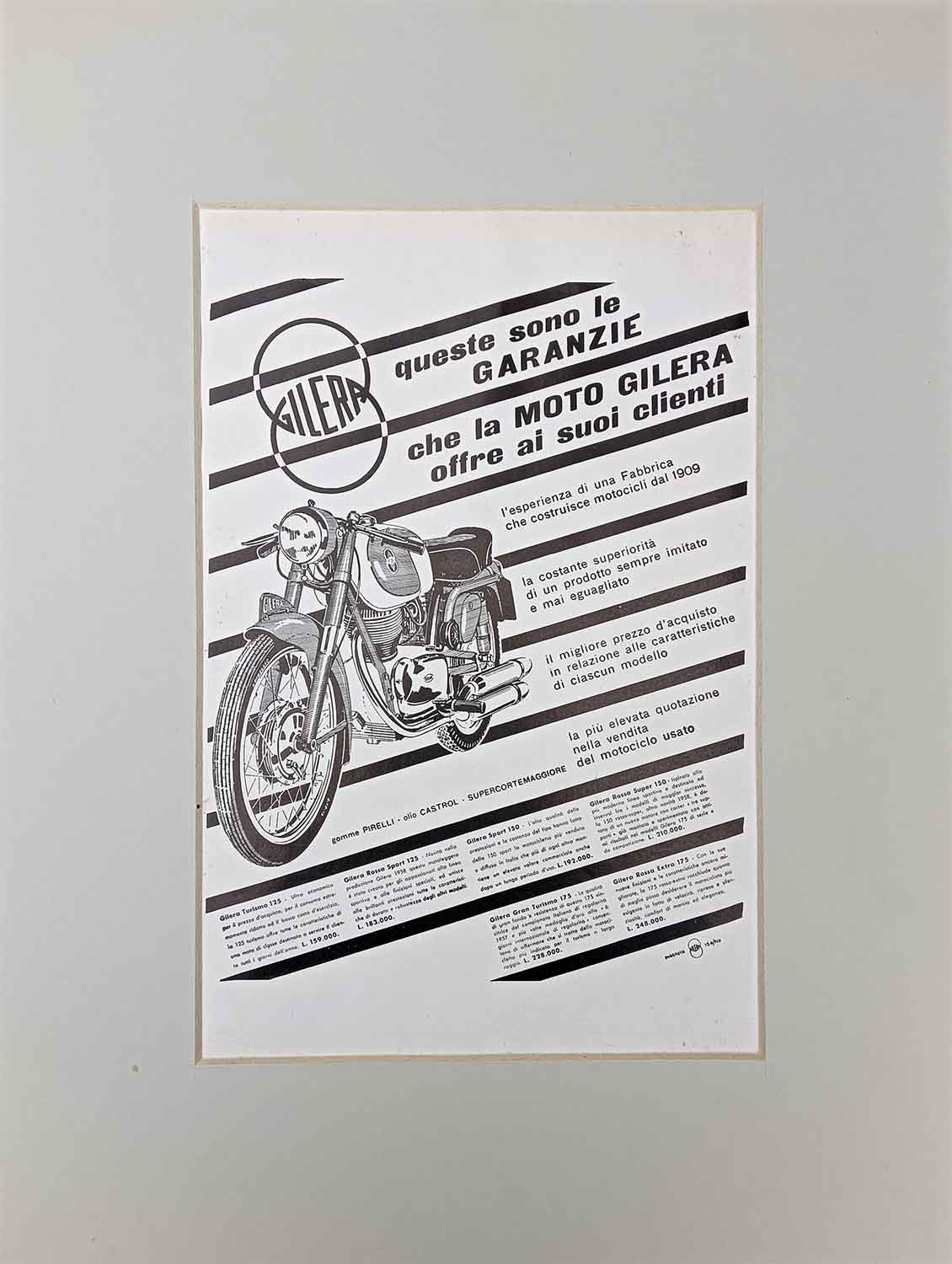 GILERA MOTO GARANZIA VINTAGE POSTER