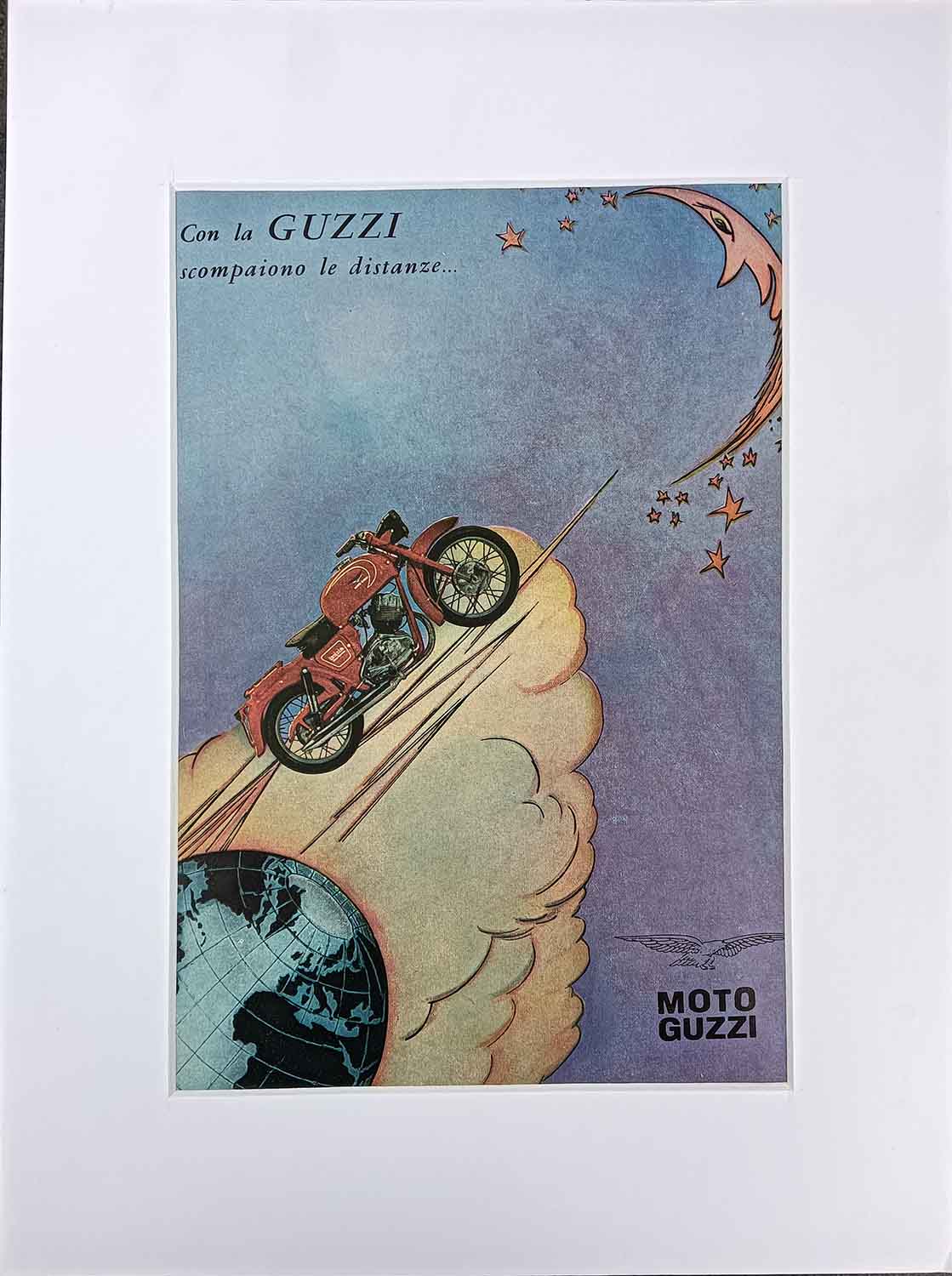 MOTO GUZZI SCOMPAIONO LE DISTANZE VINTAGE POSTER