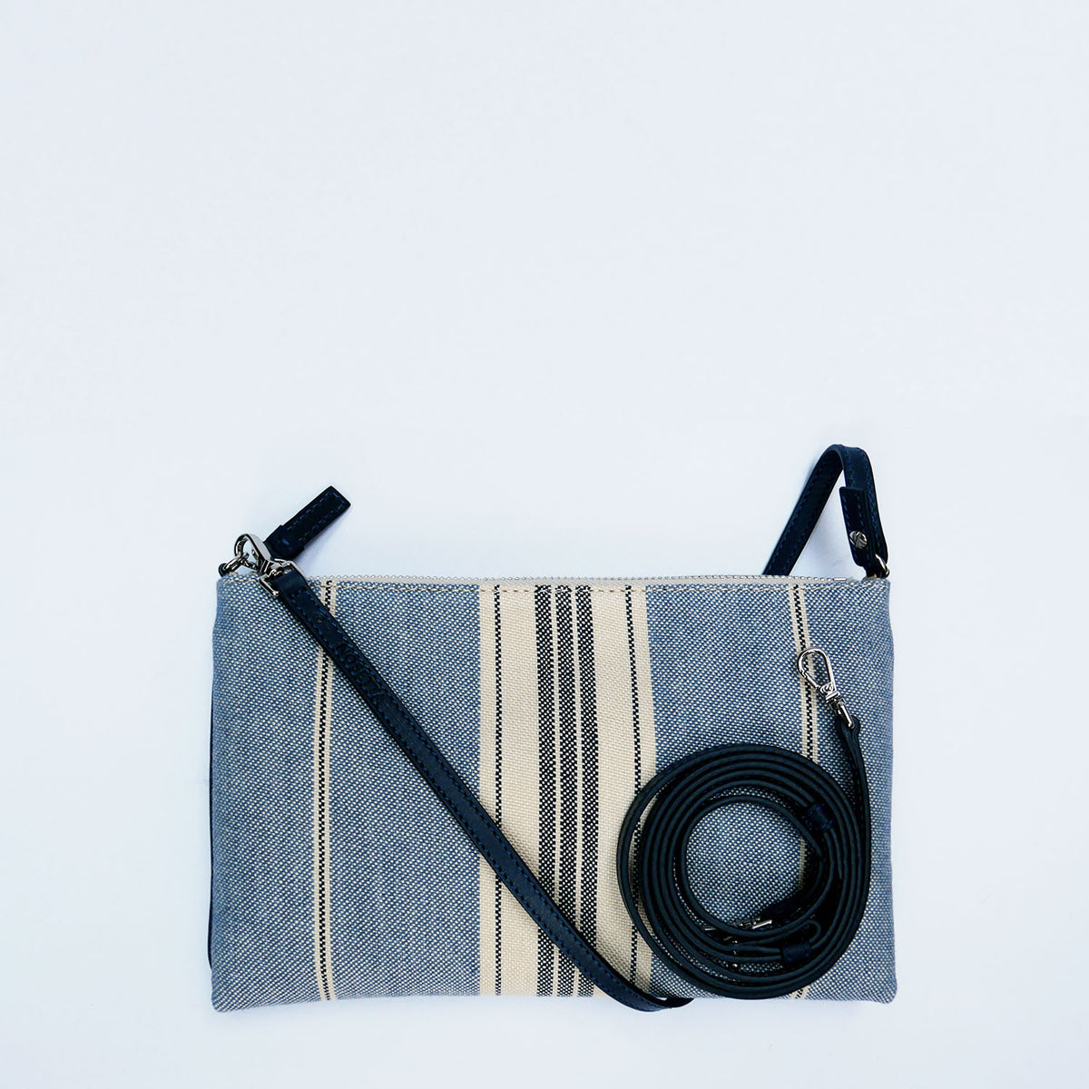 Gallia-LS Clutch Stripe Linen and Leather