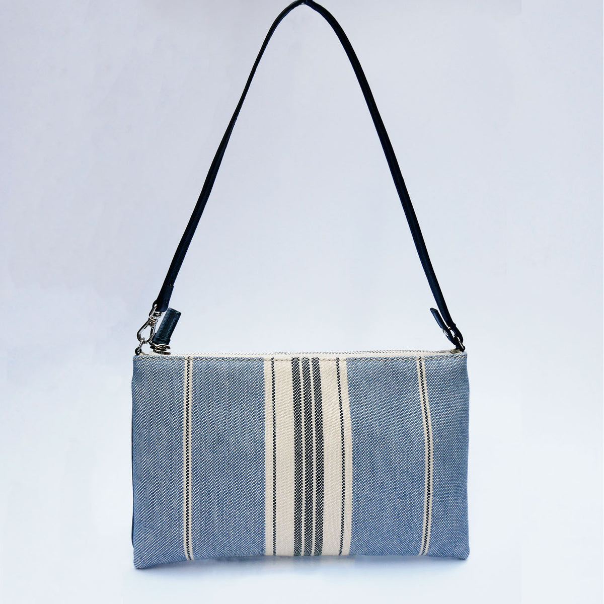 Gallia-LS Clutch Stripe Linen and Leather