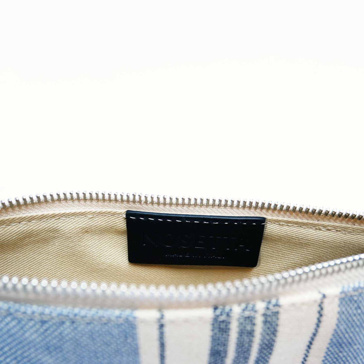 Gallia-LS Clutch Stripe Linen and Leather