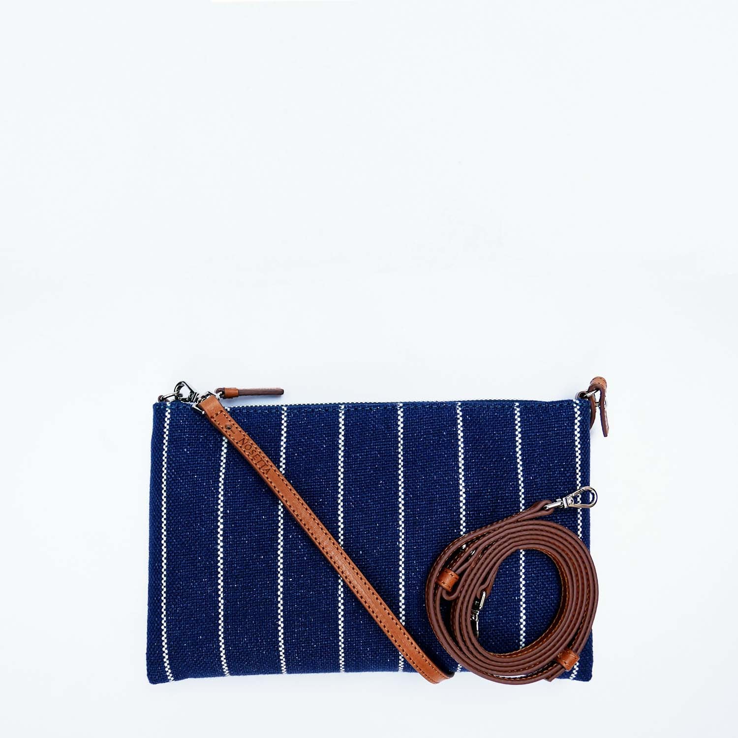 Gallia-LS Clutch Stripe Linen and Leather