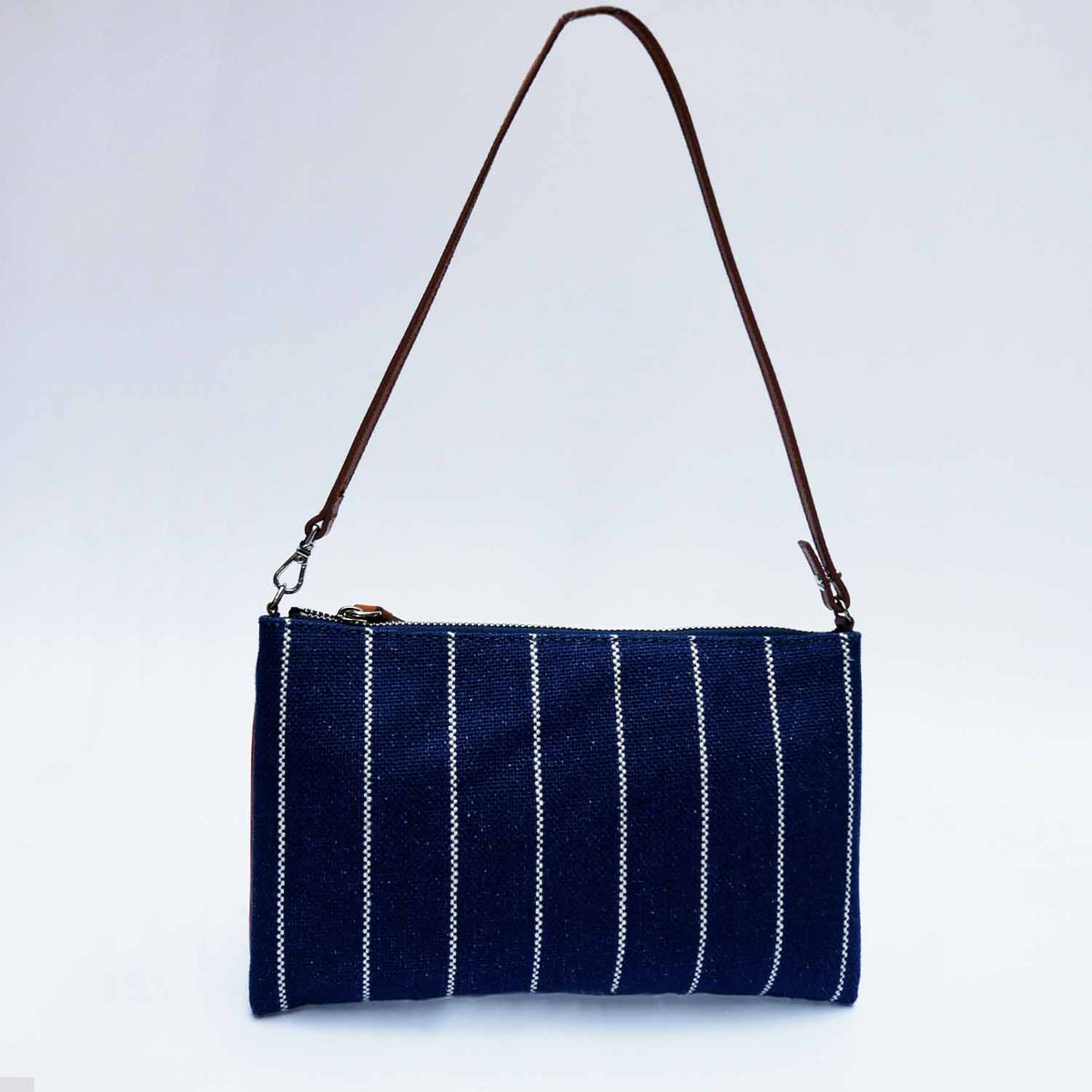 Gallia-LS Clutch Stripe Linen and Leather