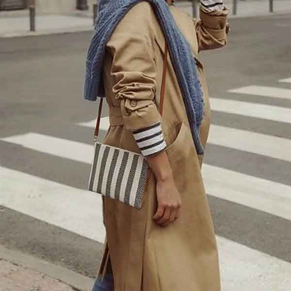 Gallia-LS Stripe Twill and Leather