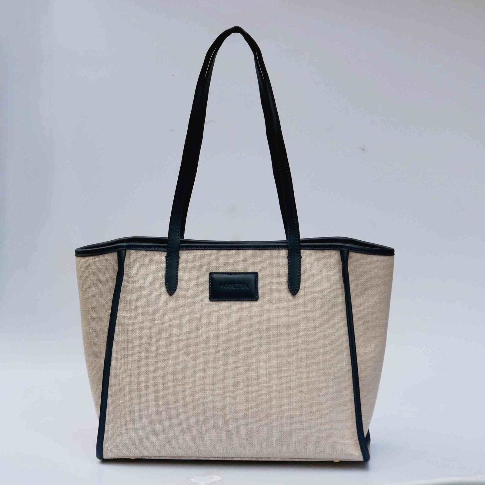 Massimina Shopper Piccola in Canvas di Cotone e Pelle