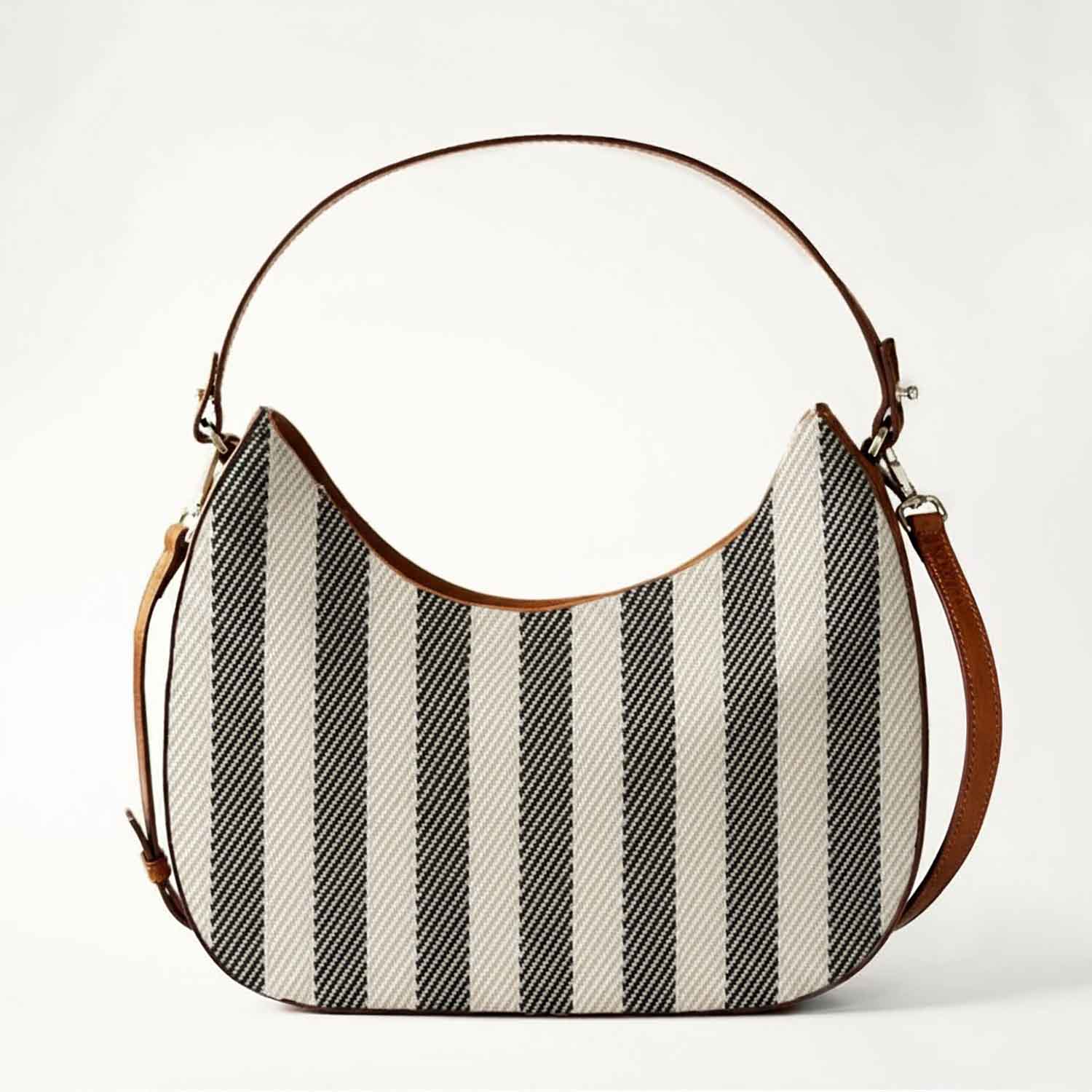 Olmo Hobo Stripe Twill and Leather