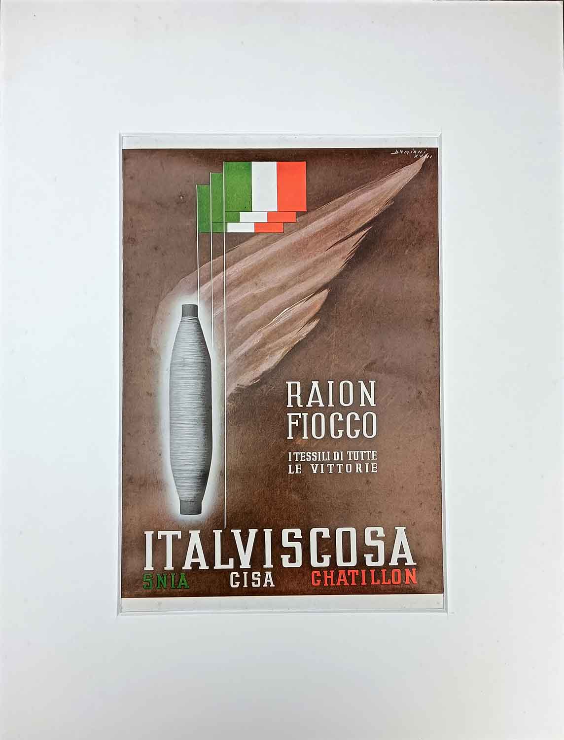 ITALVISCOSA RAION FIOCCO VINTAGE POSTER