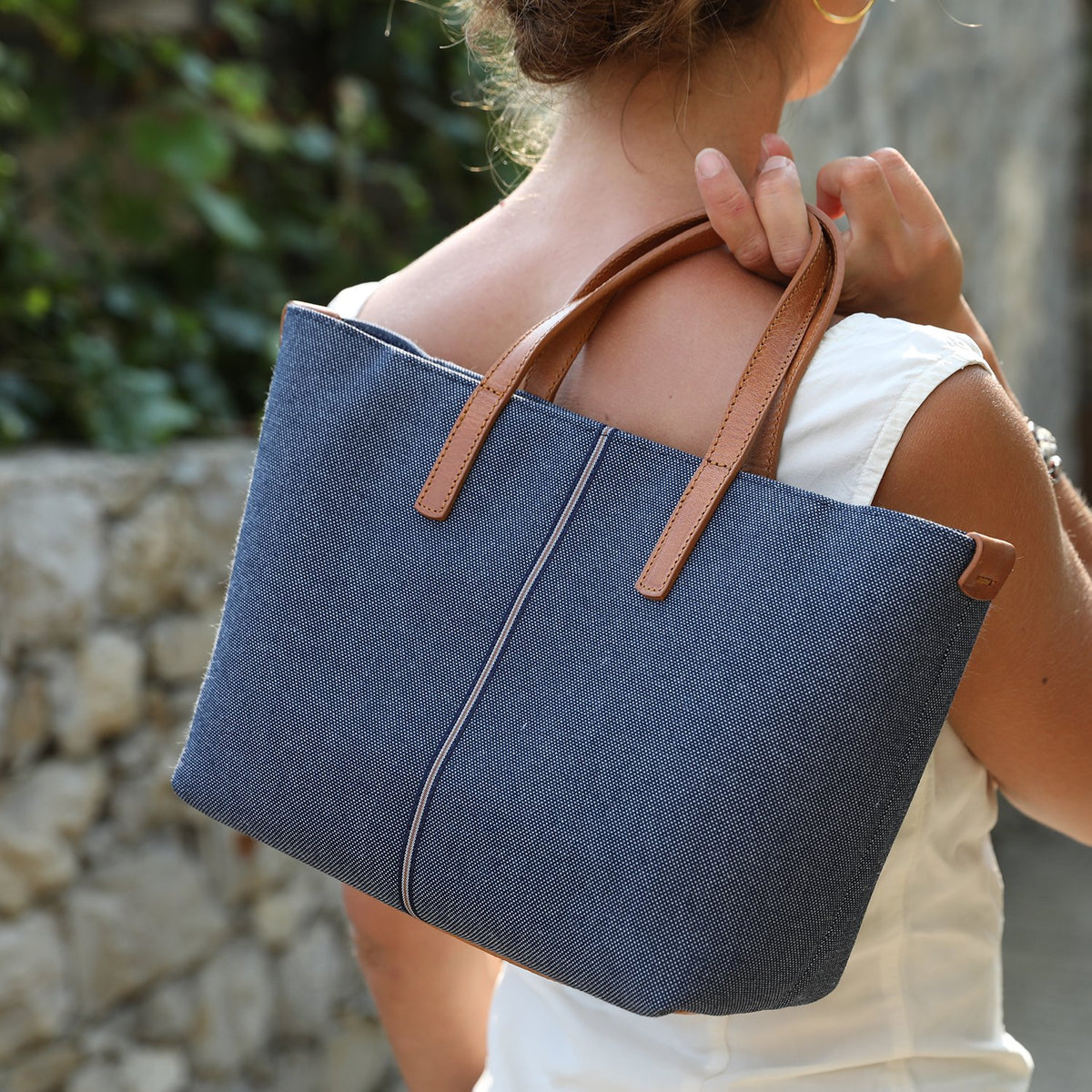 Carlia Small Tote Denim and Leather - Nosetta