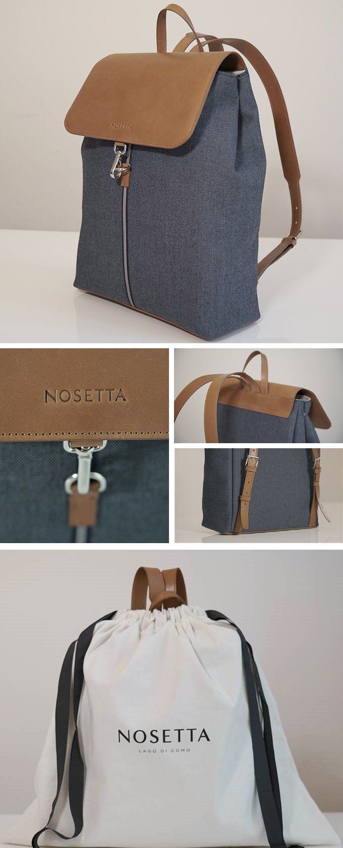 Este Backpack Denim and Leather