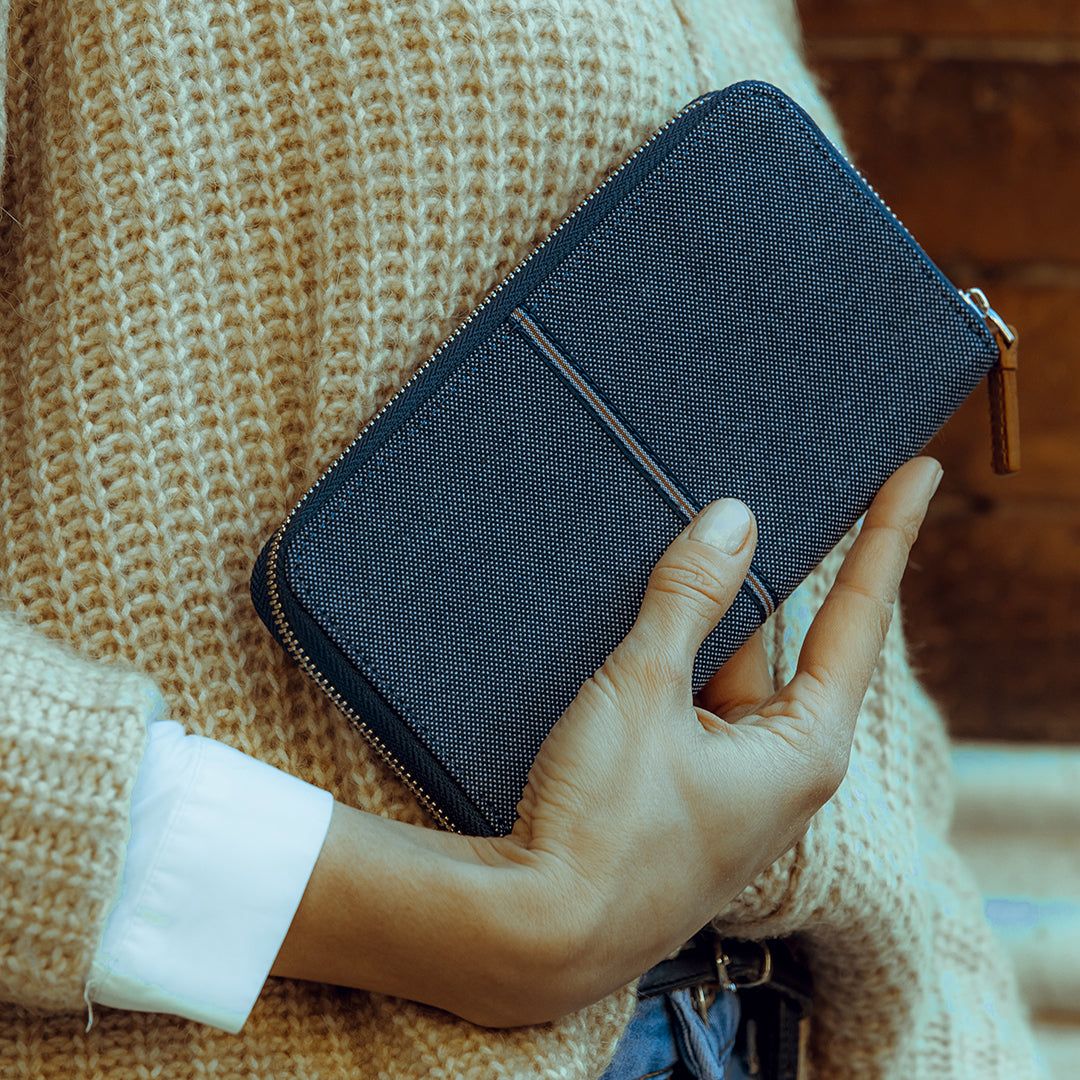 Mia Portefeuille Denim et Cuir