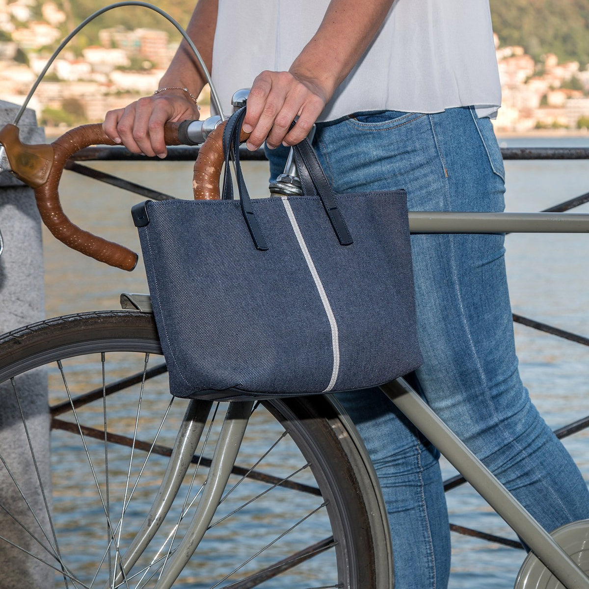 Carlia Small Tote Denim and Leather - Nosetta