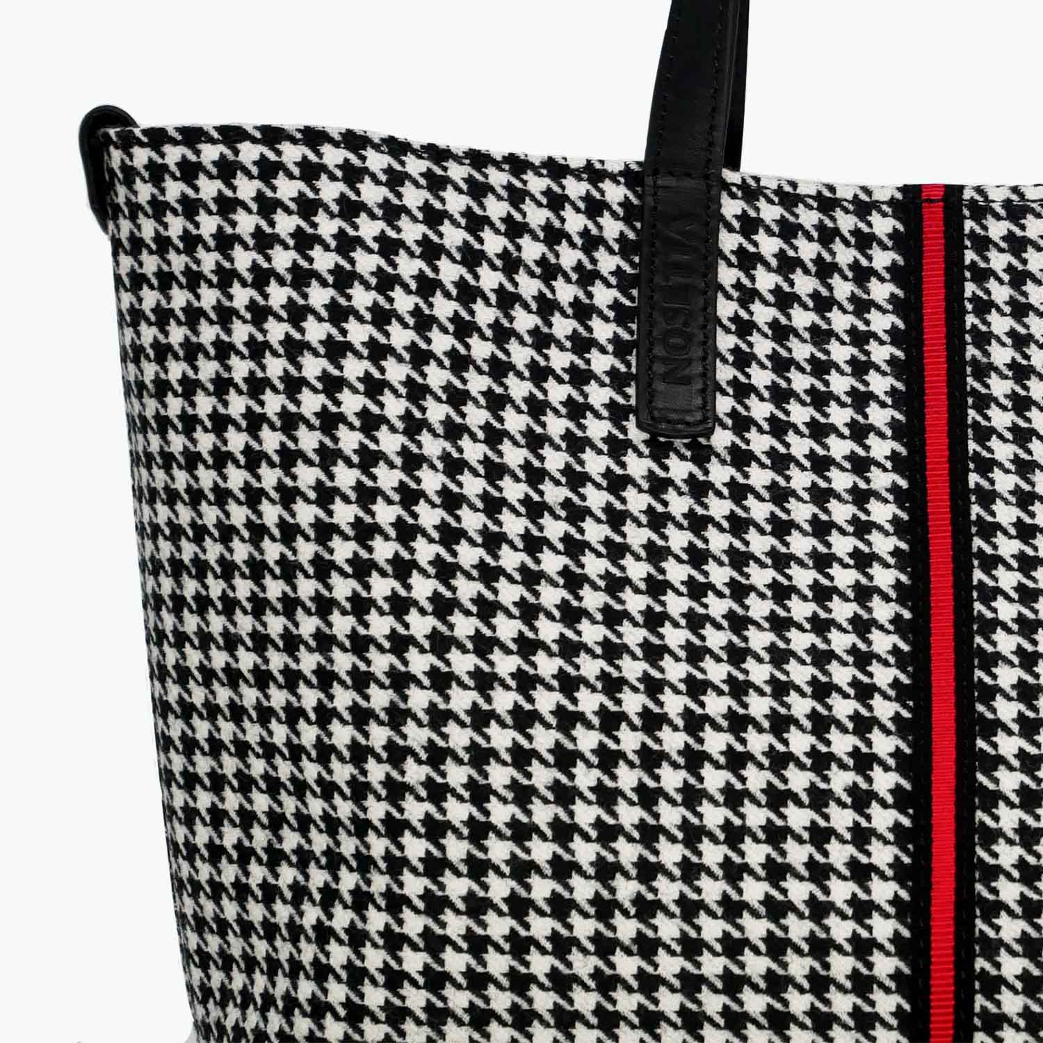 Ralph Lauren Black/White Canvas and Leather Houndstooth Tote