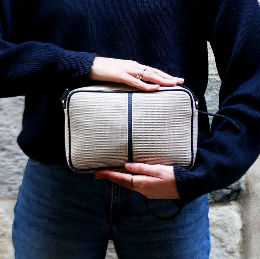 Margherita-L Crossbody Cotton Tweed and Leather