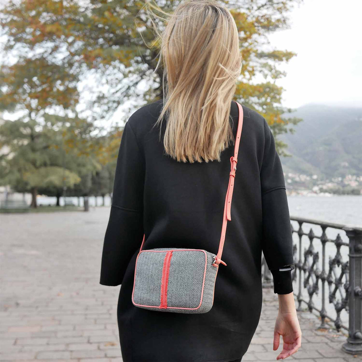 Margherita-L Crossbody Wool Herringbone and Leather