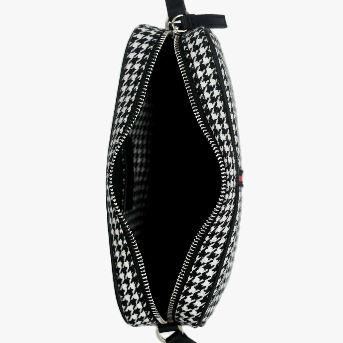 Margherita-L Crossbody Wool Houndstooth and Leather