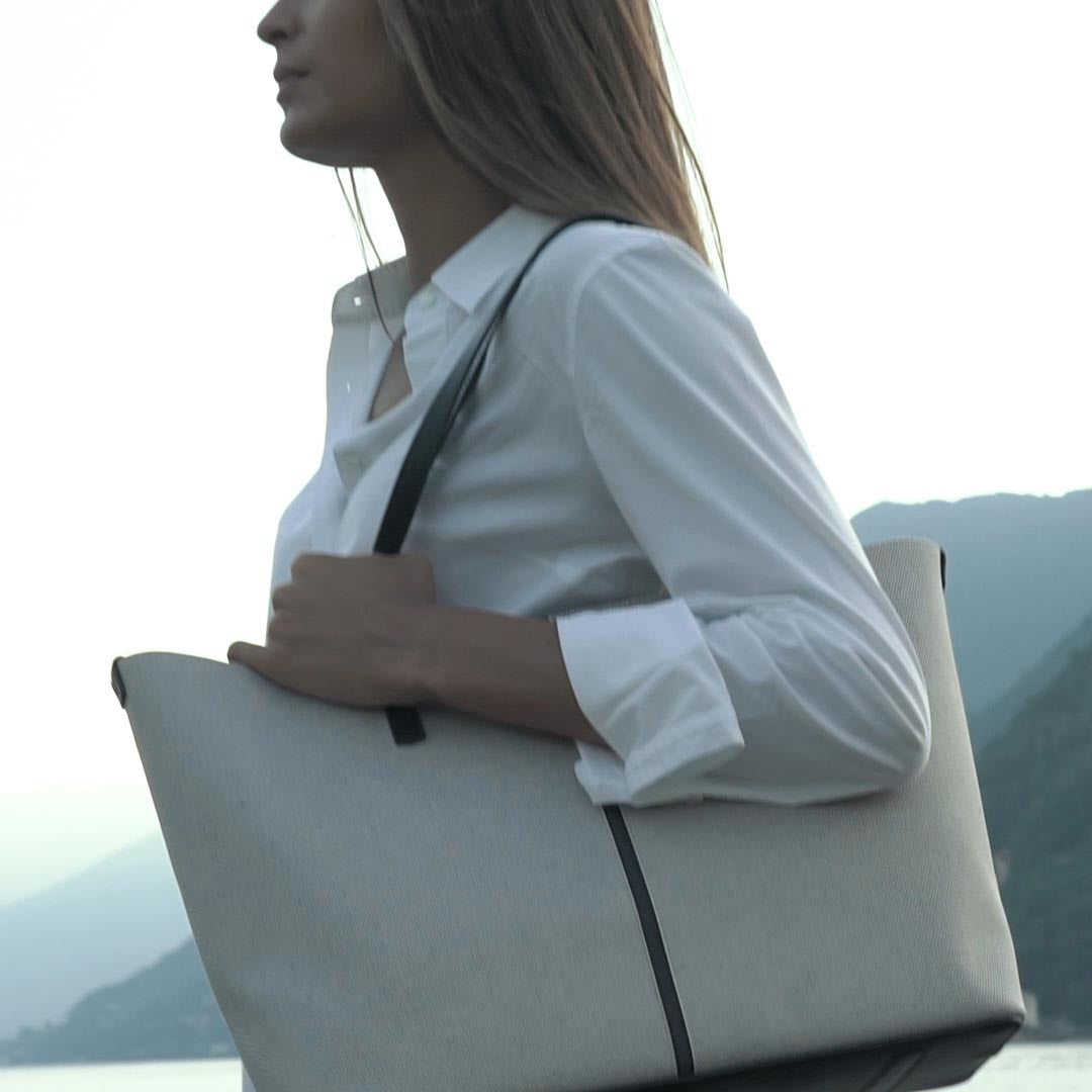 Celesia Medium Tote Cotton Tweed and Leather